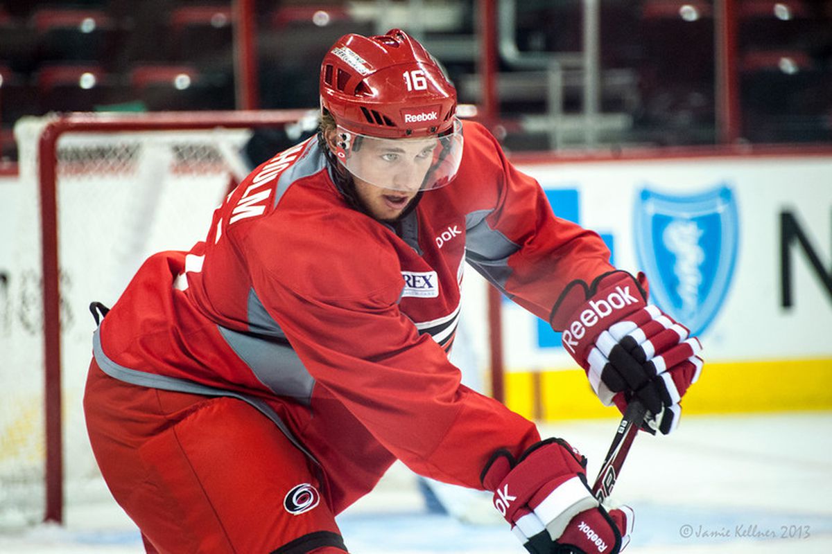 First round draft pick, Elias Lindholm, suffered a minor shoulder injury on Thursday