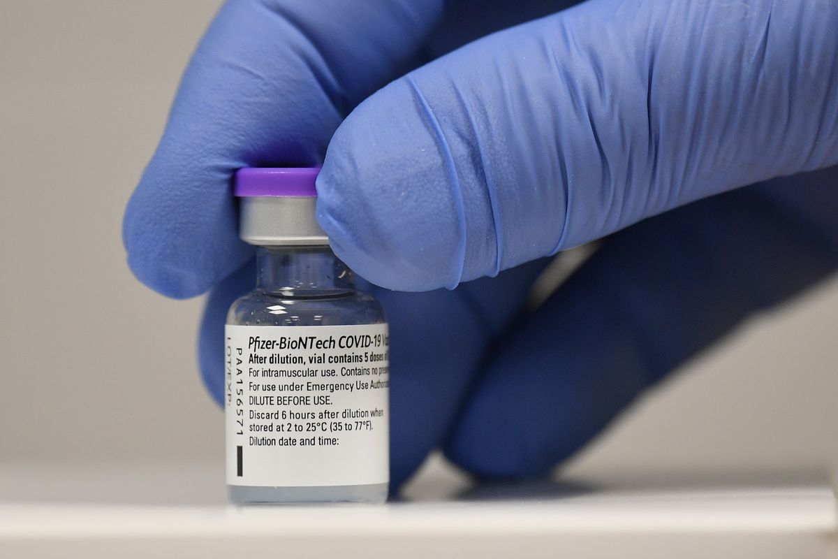 A vial of the Covid-19 vaccine produced by Pfizer and BioNTech.