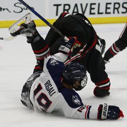 The Northeastern Huskies take on the UConn Huskies in a men’s college hockey game at the XL Center in Hartford, CT on February 7, 2019.
