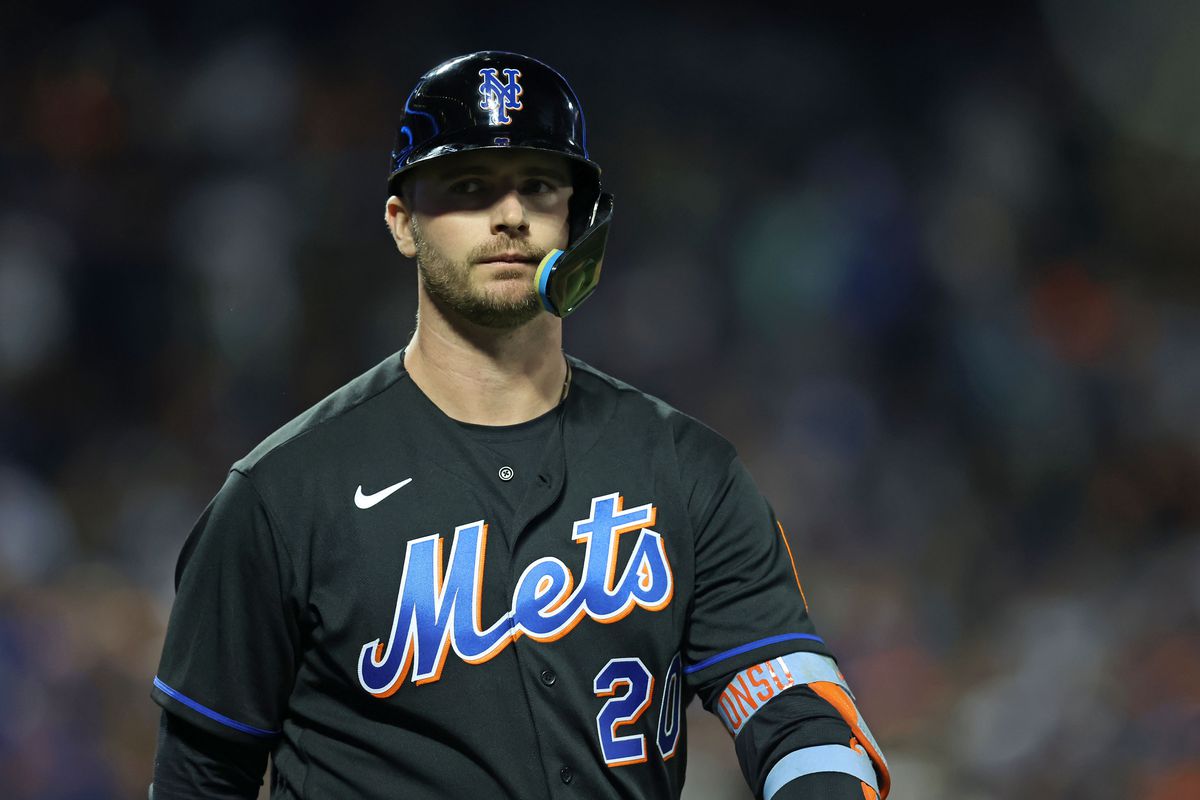 New York Mets first baseman Pete Alonso reacts in the first inning during game one of the Wild Card series against the San Diego Padres for the 2022 MLB Playoffs at Citi Field.&nbsp;
