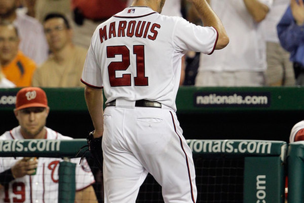 According to reports from FOXSports.com's Jon Morosi this afternoon, Jason Marquis has been traded from the Nationals to the D-Backs. (Photo by Rob Carr/Getty Images)
