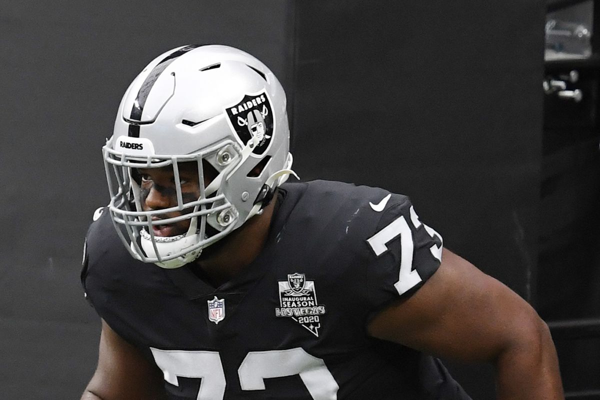Defensive tackle Maurice Hurst of the Las Vegas Raiders takes the field before the NFL game against the Buffalo Bills at Allegiant Stadium on October 4, 2020 in Las Vegas, Nevada.