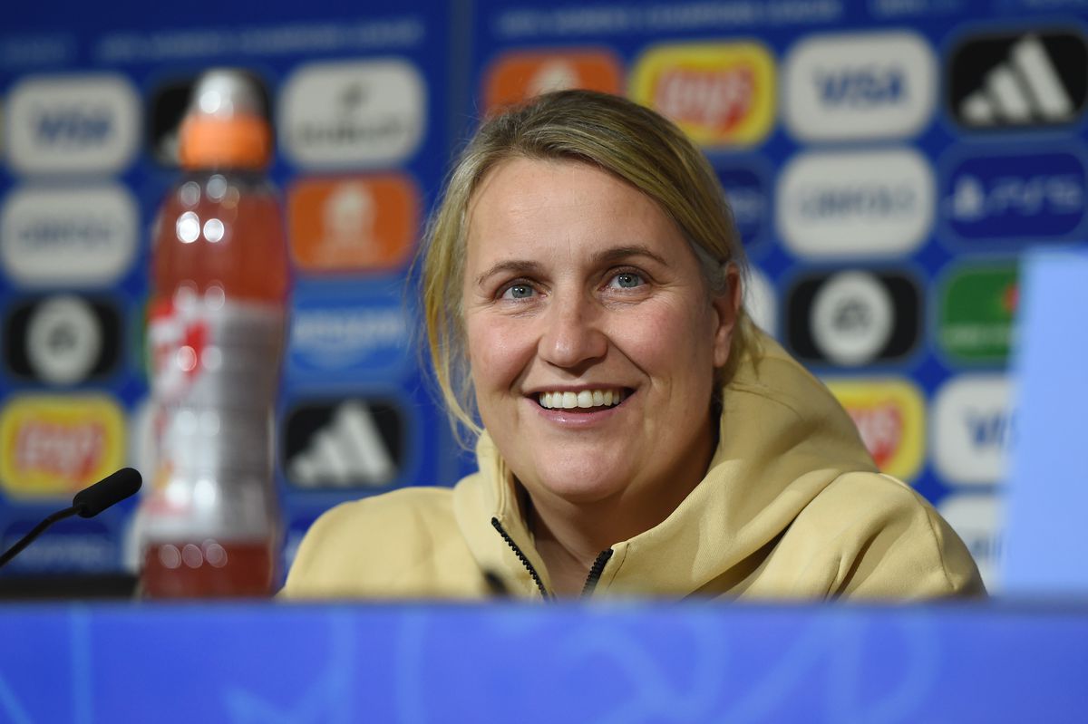 Chelsea Women Press Conference Ahead of Their Womens Champions League Match Against Olympique Lyonnais