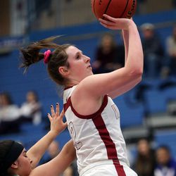 Provo plays Viewmont in the first round of the 5A girls basketball championships at Salt Lake Community College in Taylorsville on Monday, Feb. 19, 2018.