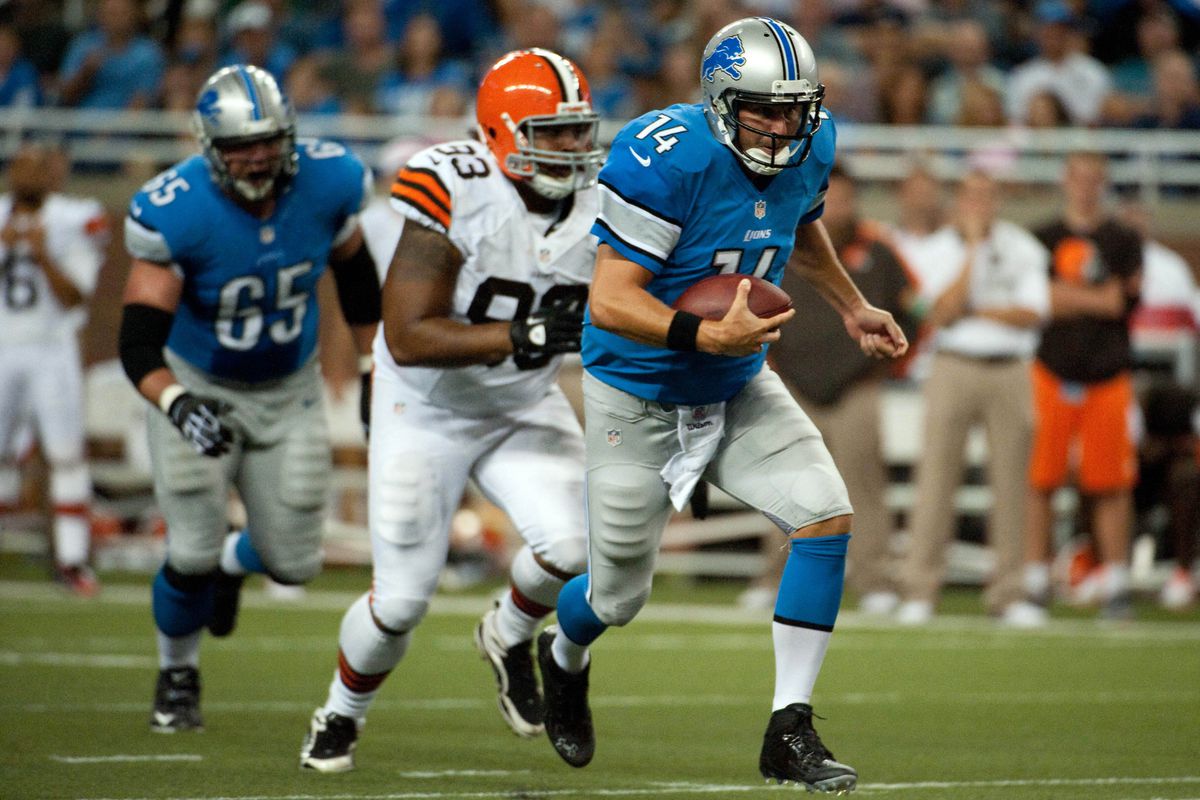 Browns DT John Hughes chases down a quarterback during a preseason game.
