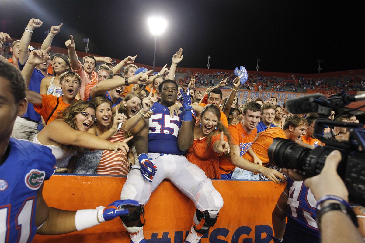 Florida fans and players celebrating their 3 OT win over Kentucky....KEN-TUCK-Y....