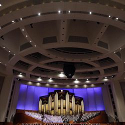 The Mormon Tabernacle Choir sing during the 182nd Annual General Conference for The Church of Jesus Christ of Latter-day Saints in Salt Lake City  Sunday, April 1, 2012. 