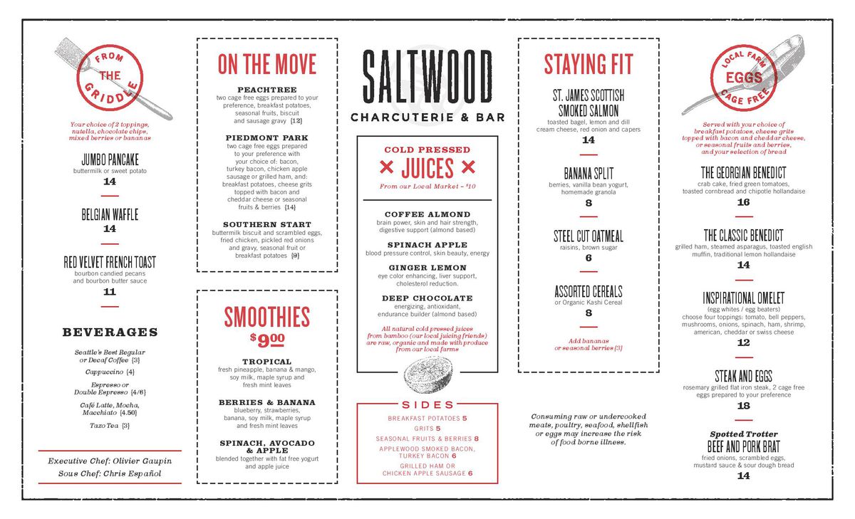 Saltwood breakfast menu