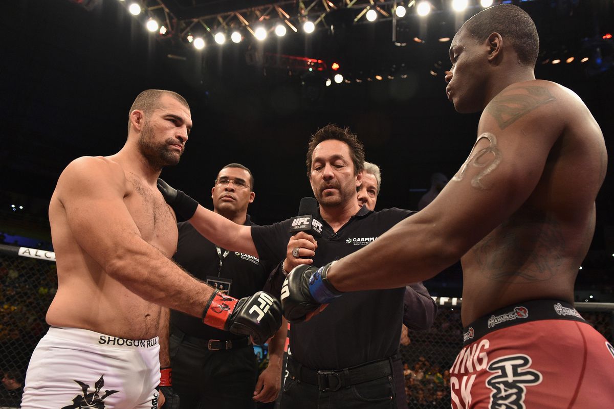 Mauricio Rua and Ovince Saint Preux at UFC Fight Night 56 in 2014. 