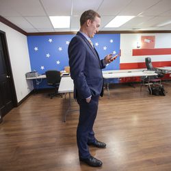 Congressman-elect and Salt Lake County Mayor Ben McAdams discusses his victory in the 4th District race against Rep. Mia Love during an interview at his campaign headquarters in Millcreek on Tuesday, Nov. 20, 2018.