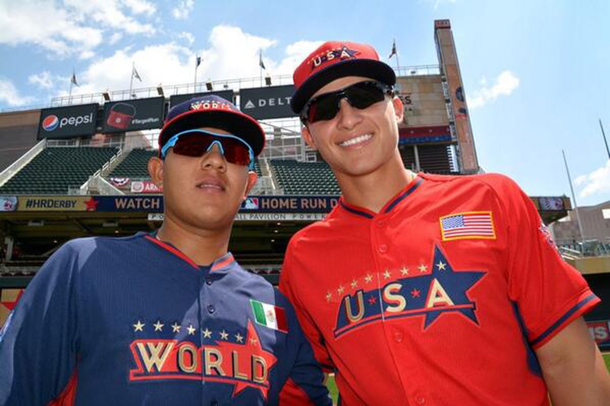 Julio Urias pitched a scoreless inning for the World team, and Corey Seager was hit by a pitch in the third inning for the U.S. team.
