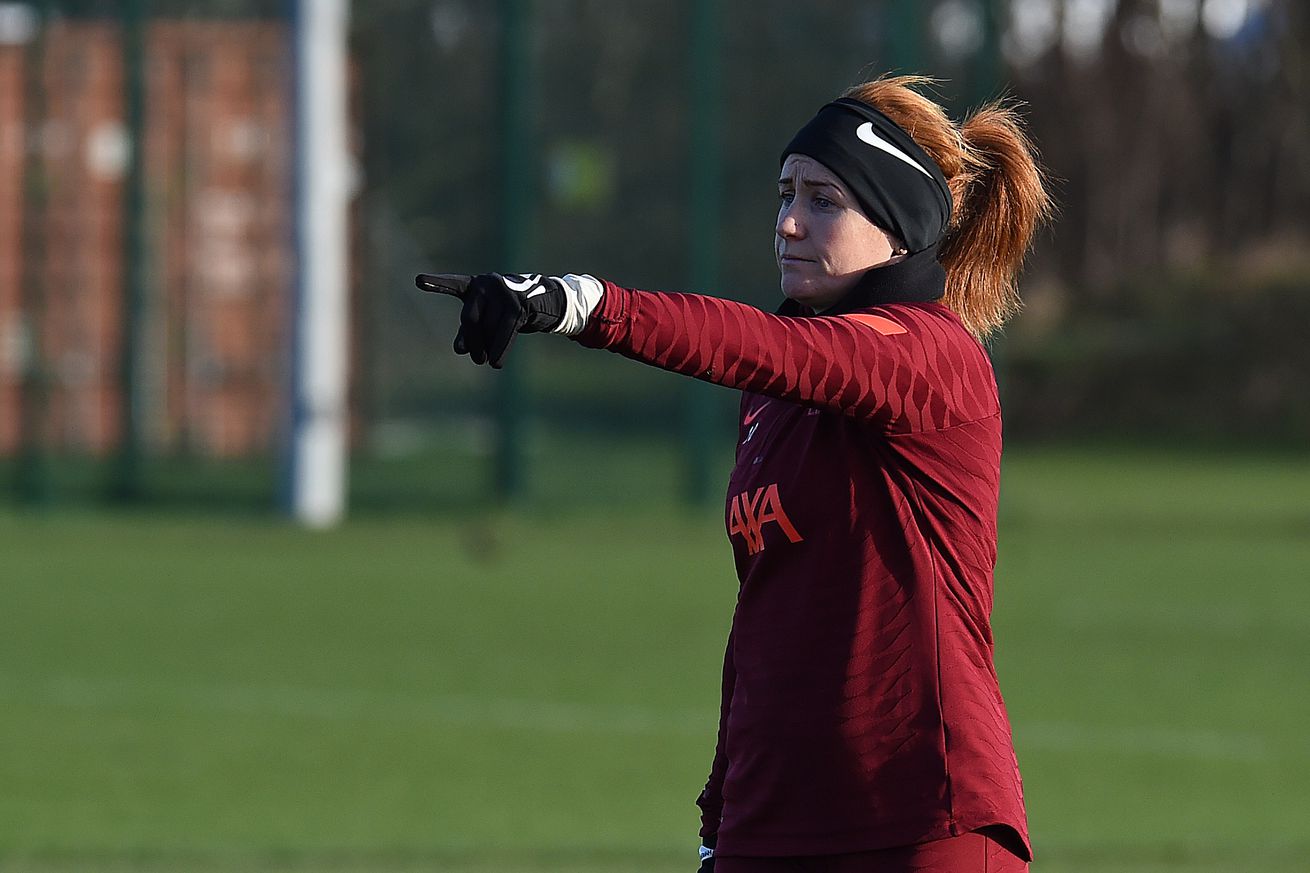 Rachel Furness of Liverpool Women in action during a training session at Solar Campus on January 05, 2022 in Wallasey, England.