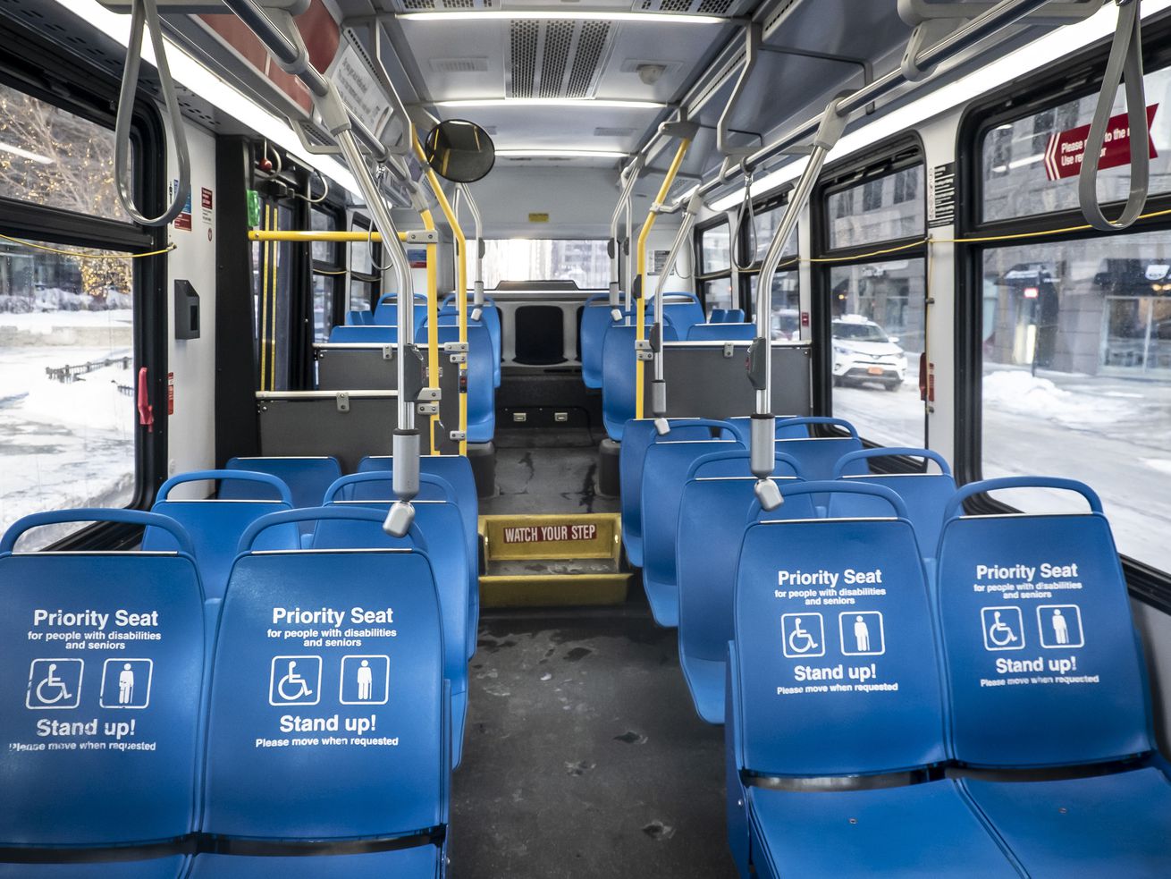 An empty CTA bus