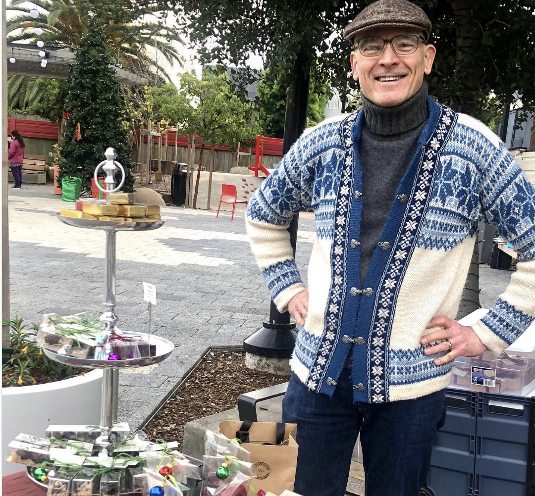 David Upchurch selling his chocolate in Noe Valley.