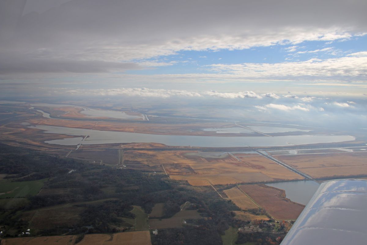 A birds-eye view of the Illinois River Valley on Sunday morning. Credit: Aaron Yetter/Illinois Natural History Survey