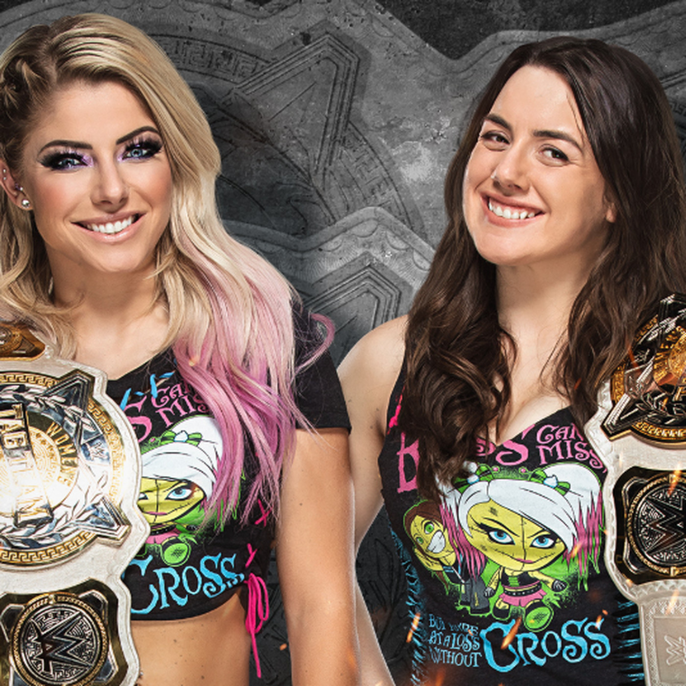 Alexa Bliss Can't Miss Nikki Cross Custom Shirts & WWE Tag Team Women's Titles 