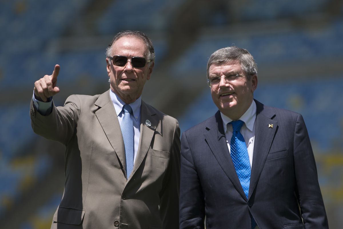 President of Brazil’s Olympic Committee Carlos Arthur Nuzman (left) and International Olympic Committee President Thomas Bach visit Maracana stadium in Rio de Janeiro, Brazil, on Jan. 22, 2014. 