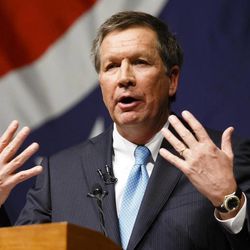In this Feb. 19, 2013 file photo, Ohio Gov. John Kasich delivers his State of the State address in Lima, Ohio. As they gear up for re-election, many GOP governors, particularly those across the upper Midwest, find themselves in positions of strength, having benefited from improving economies, if not changes of heart over their policies. Kasich scored a victory when the legislature approved his agenda to lower taxes on income and businesses, specifically the state"™s growing energy sector. And unemployment has tumbled steadily, from more than 9 percent when he took office to 7 percent in April.