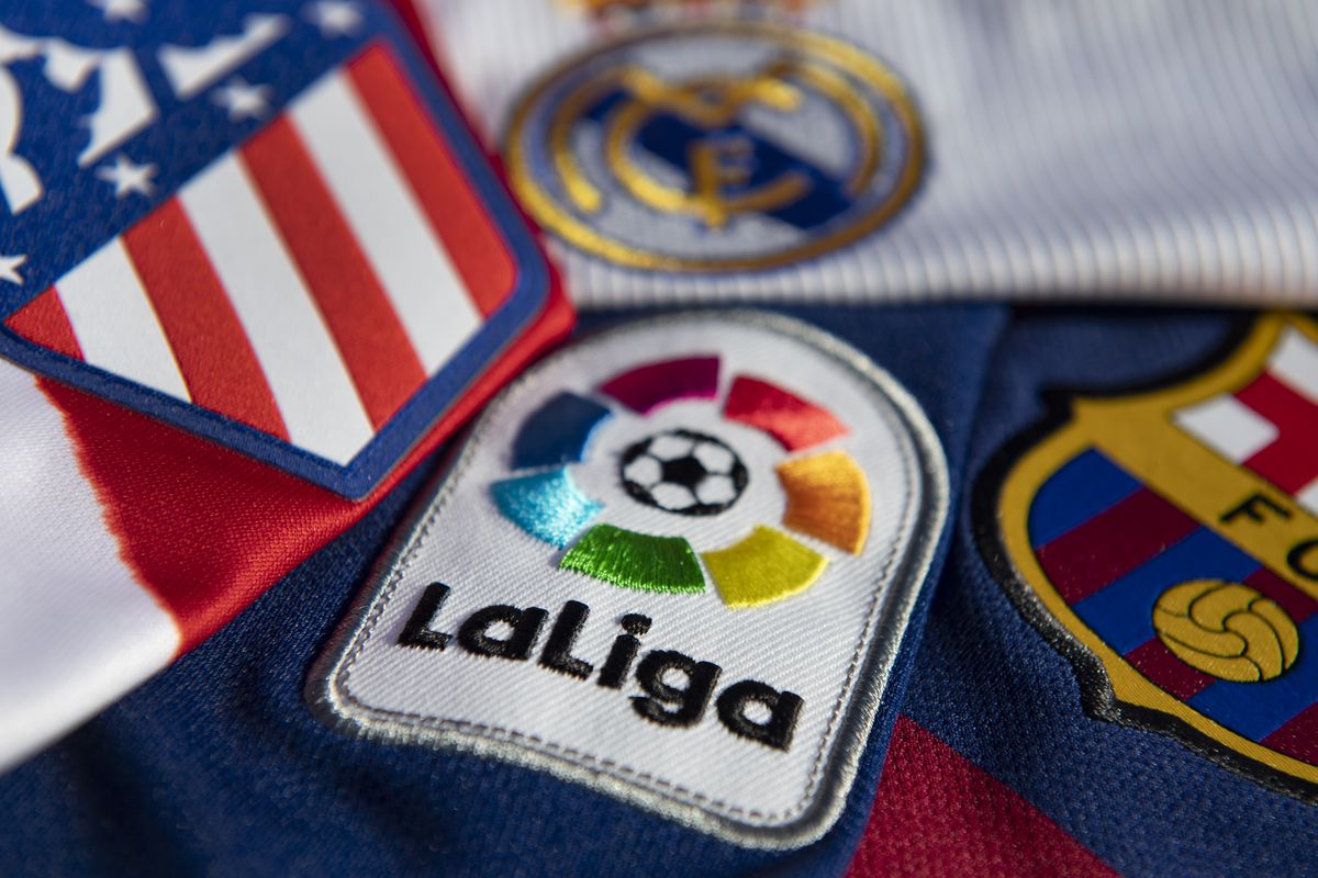 The La Liga Logo with the Atlético Madrid, Real Madrid and FC Barcelona Club Badges