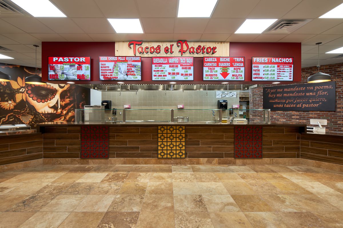 Front of Tacos El Pastor in food court
