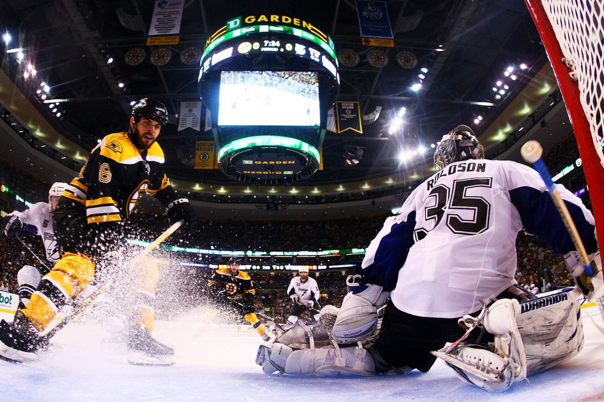 A shot of the Game 7 game winning goal. 