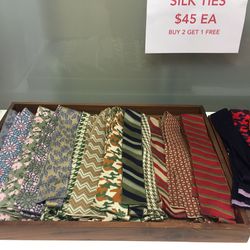 Orley silk ties, $45