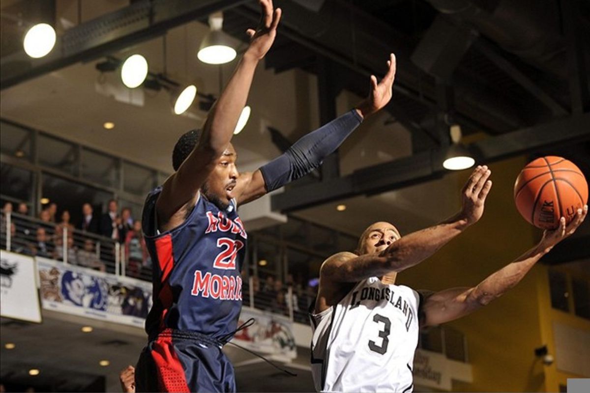 Lucky Jones (left) of RMU was ejected in the game against Kentucky last season.