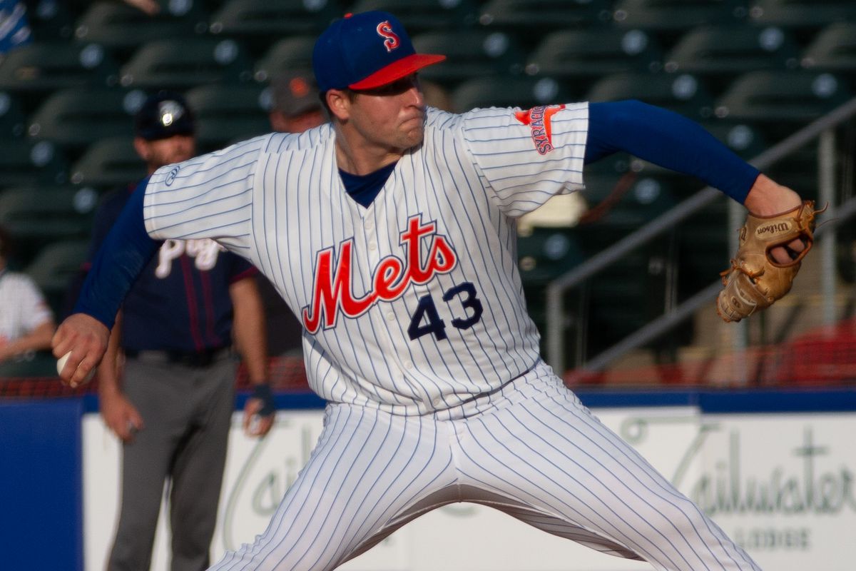 Jerad Eickhoff during a Syracuse Mets game on May 20, 2021.