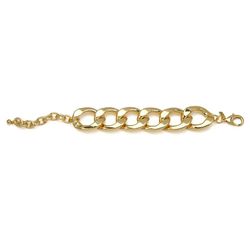 <a href="http://www.charmandchain.com/products/polished-gold-flat-link-bracelet" target="_Blank">Kenneth Jay Lane polished gold flat link bracelet</a>, $125, Charm & Chain