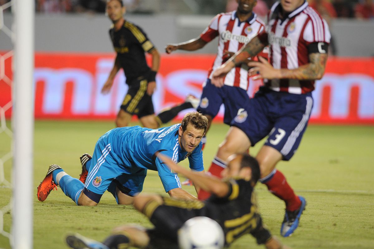 Aug 12, 2012; Carson, CA, USA; Chivas USA goalkeeper Dan Kennedy's performance can't be judged solely on the scoreline  Mandatory Credit: Kelvin Kuo-US PRESSWIRE