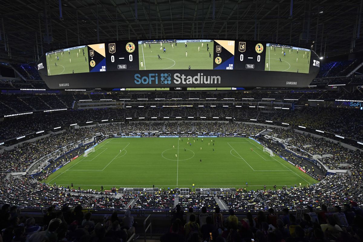 A general view as Los Angeles FC take on the Club America during Leagues Cup Showcase at SoFi Stadium on August 3, 2022 in Inglewood, California.
