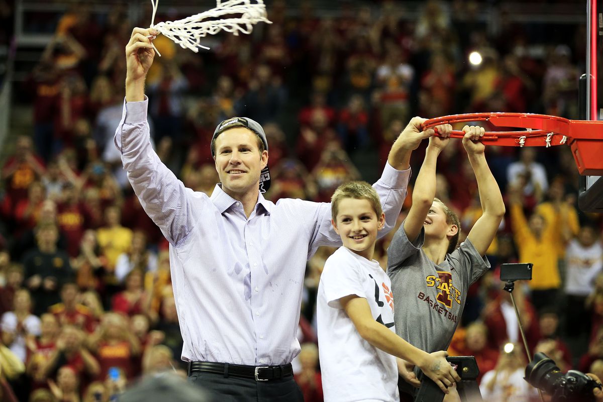 The Mayor cuts down the nets at the Big 12 Tournament for the second year in a row