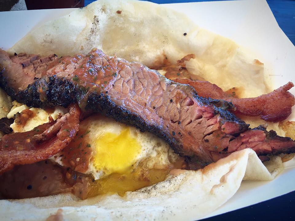 A breakfast taco from Valentina’s Tex Mex BBQ