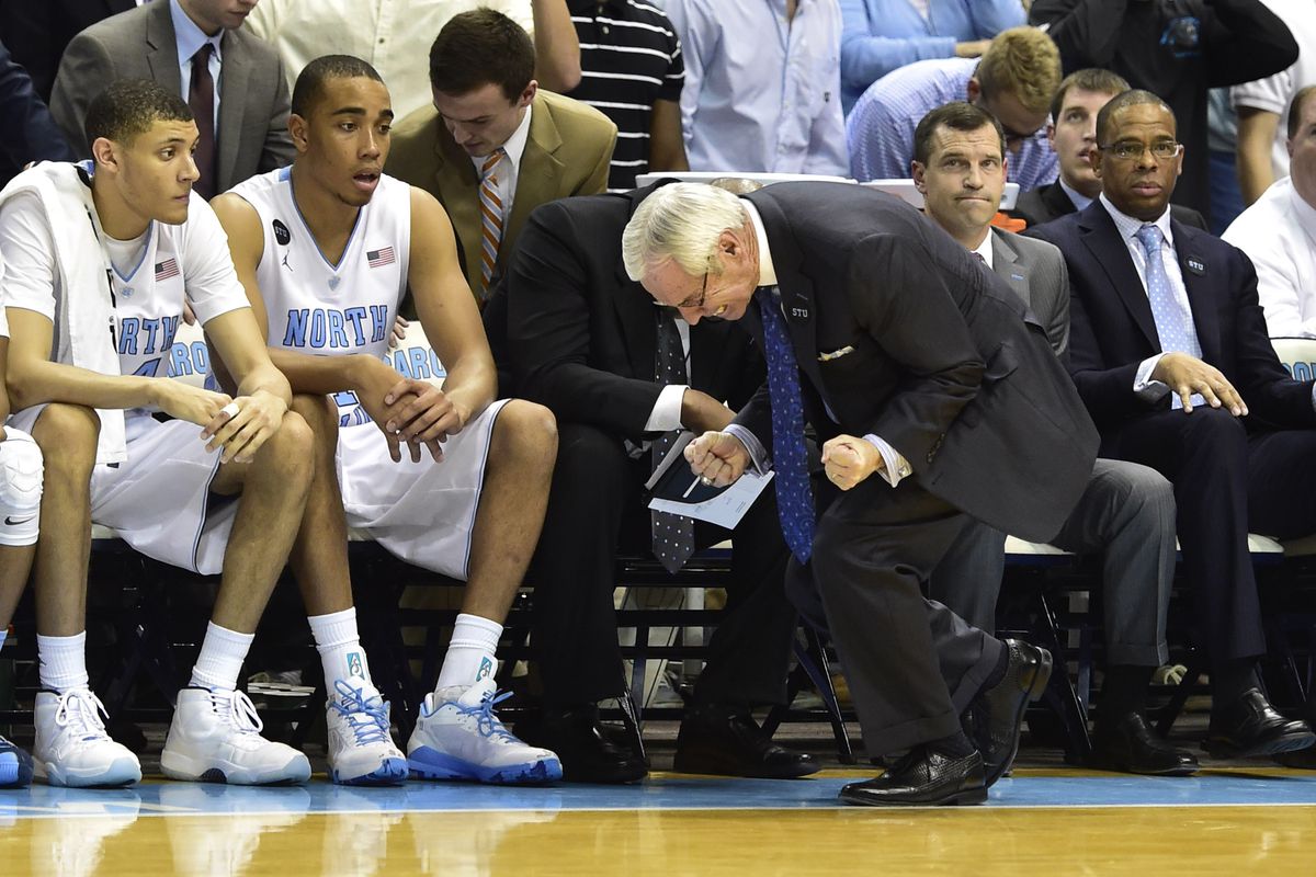 Roy Williams reacts to UNC's poor second-half play against Notre Dame.