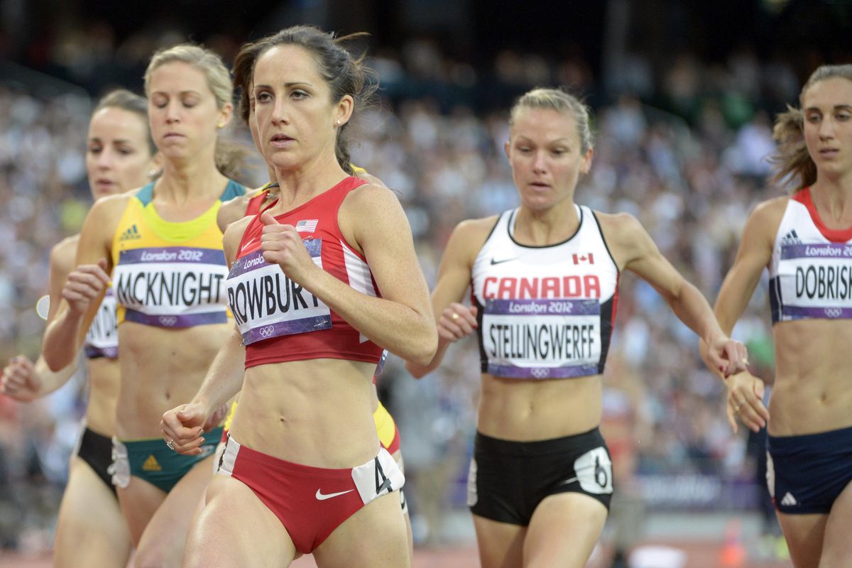 Aug 8, 2012; London, United Kingdom; Shannon Rowbury (USA) competes in the women's 1500m semifinals during the 2012 London Olympic Games at Olympic Stadium. Mandatory Credit: Kirby Lee-USA TODAY Sports