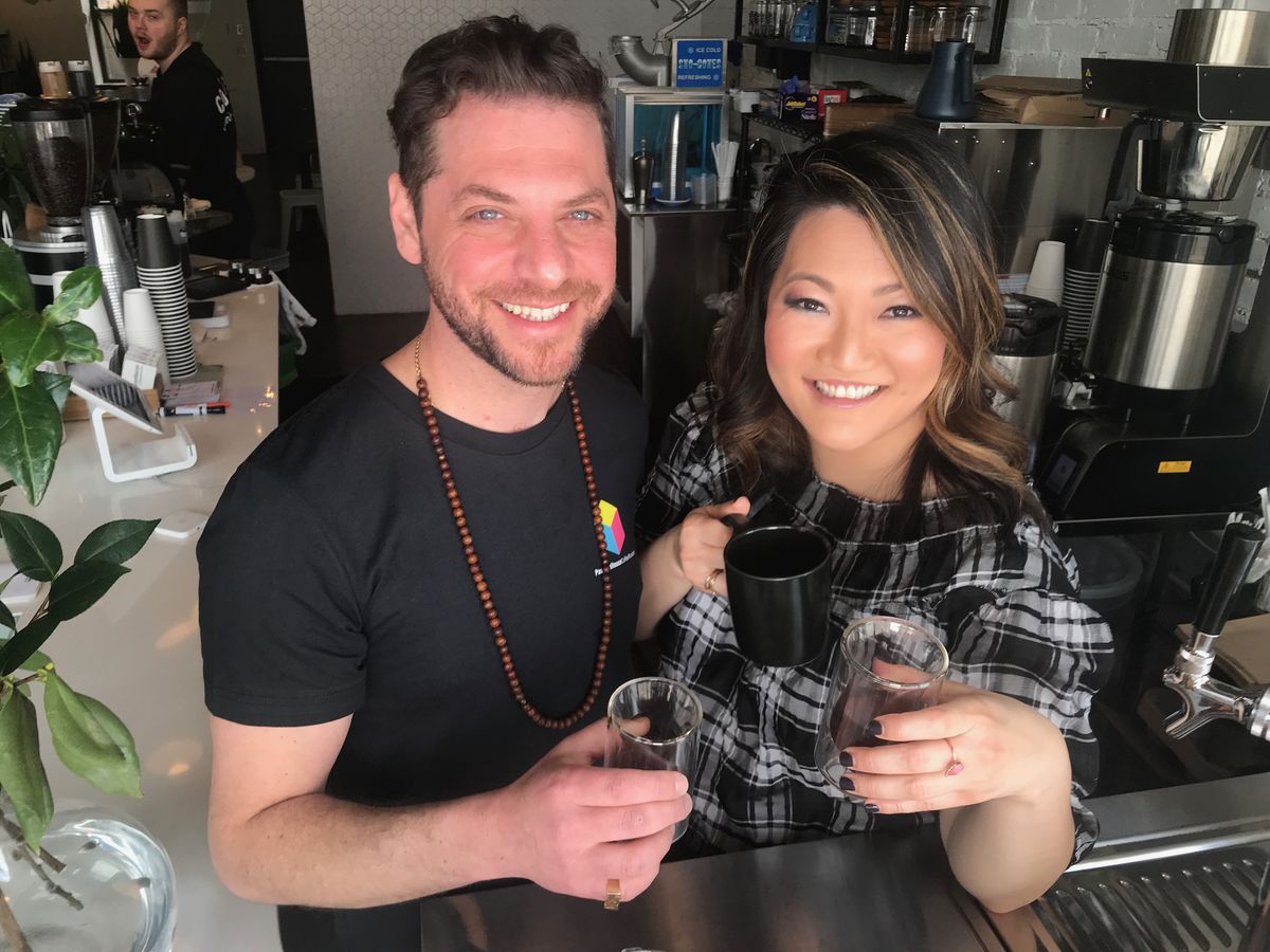 Enjoying the coffee at Passion House Roasters with owner Joshua Millman. | Jamie Leventhal \ Sun-Times