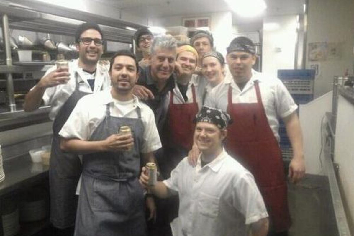 Oh, you know, just the kitchen staff at Austin's La Condesa hangin' with Tony Bourdain. No biggie. 