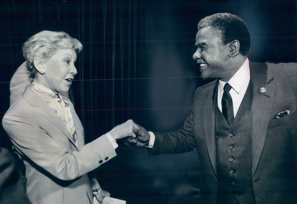 Jane Byrne with then-state Rep. Harold Washington in January 1982. | Sun-Times files