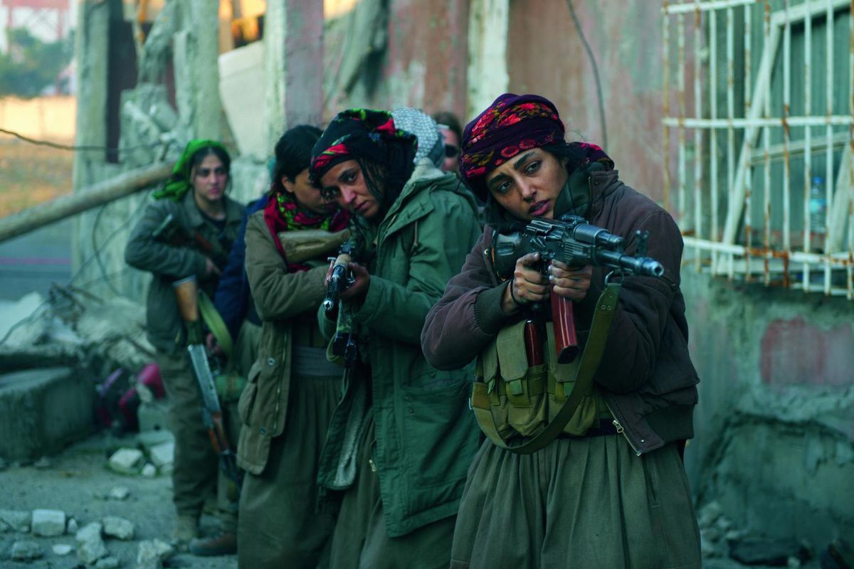 Golshifteh Farahani plays a Kurdish woman leading a band of women soldiers against Islamic extremists in the movie Girls of the Sun.