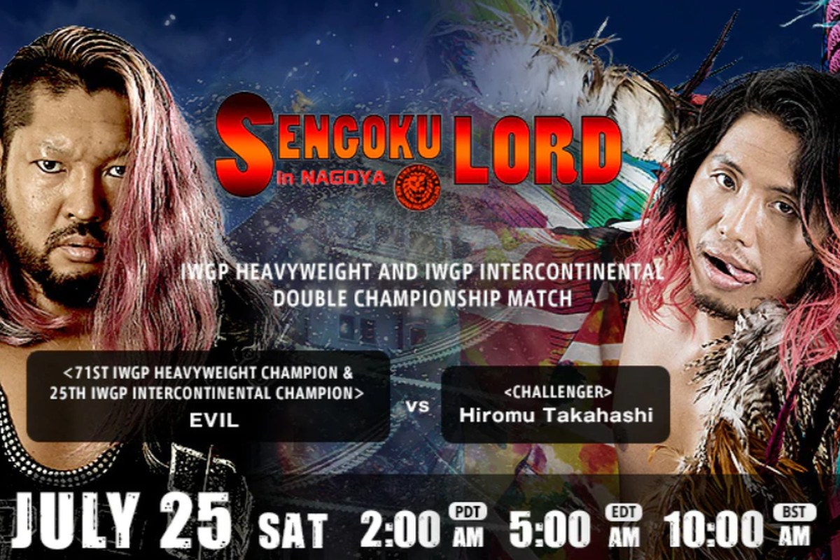 Match graphic for EVIL vs. Hiromu Takahashi at Sengoku Lord