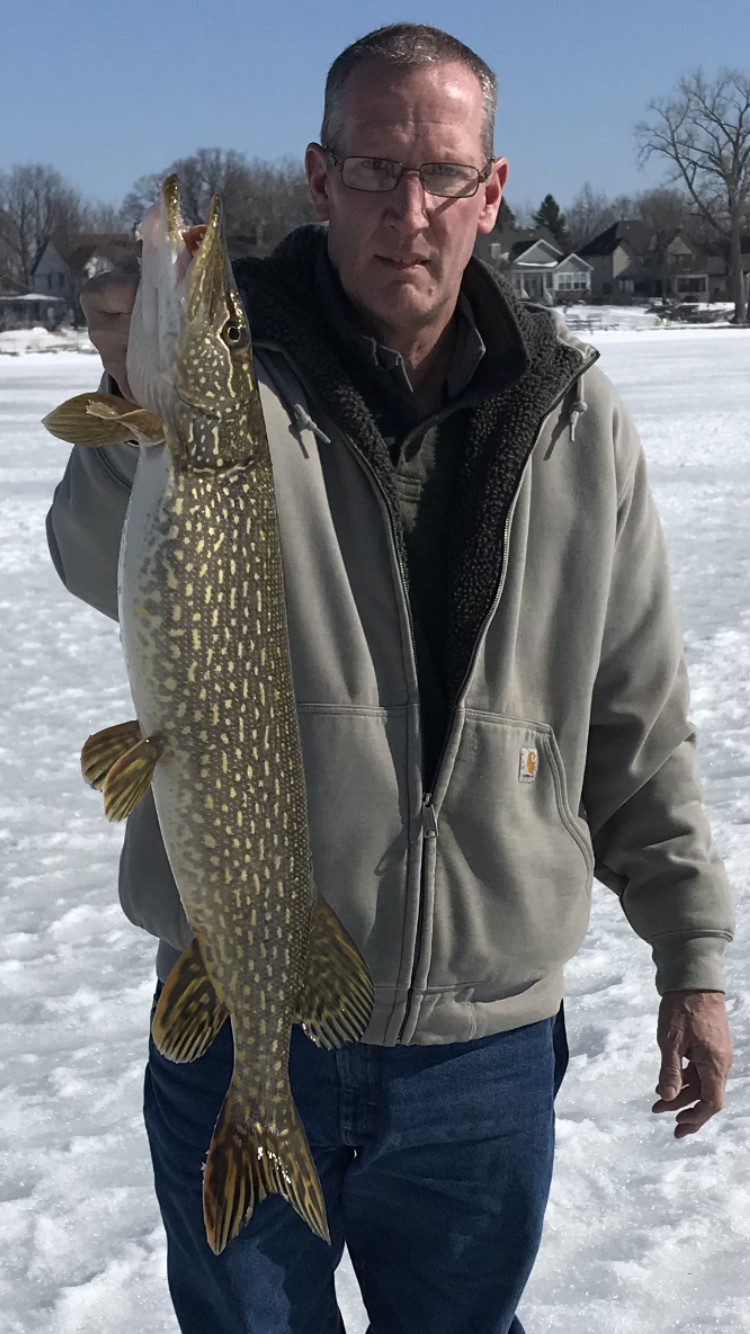 Northern pike from ate-season ice fishing in Lake County. Provided by Jim Anderson