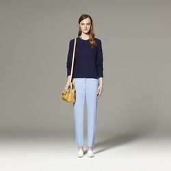 Sparkle Sweater in Navy, $39.99; Pant in Blue, $39.99; Mini Satchel in Gold, $34.99