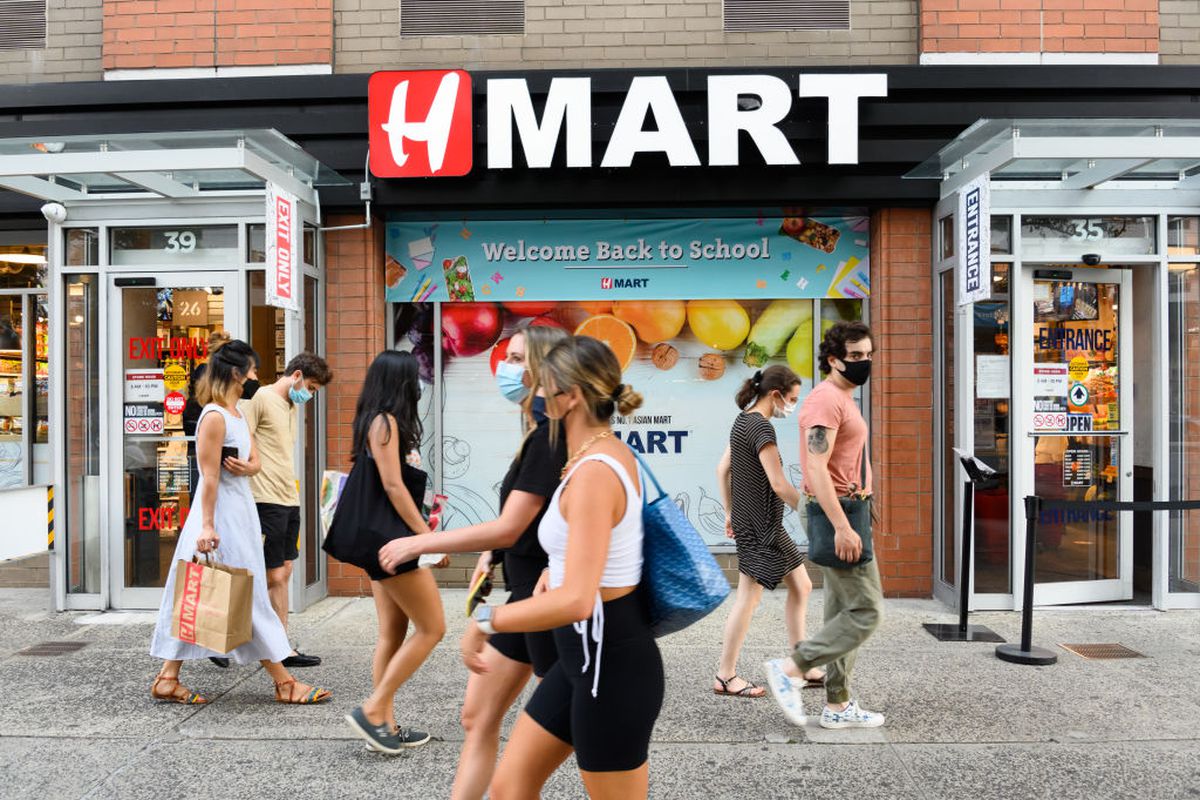 The exterior of a location of H Mart, the Korean grocery store with a cult following.
