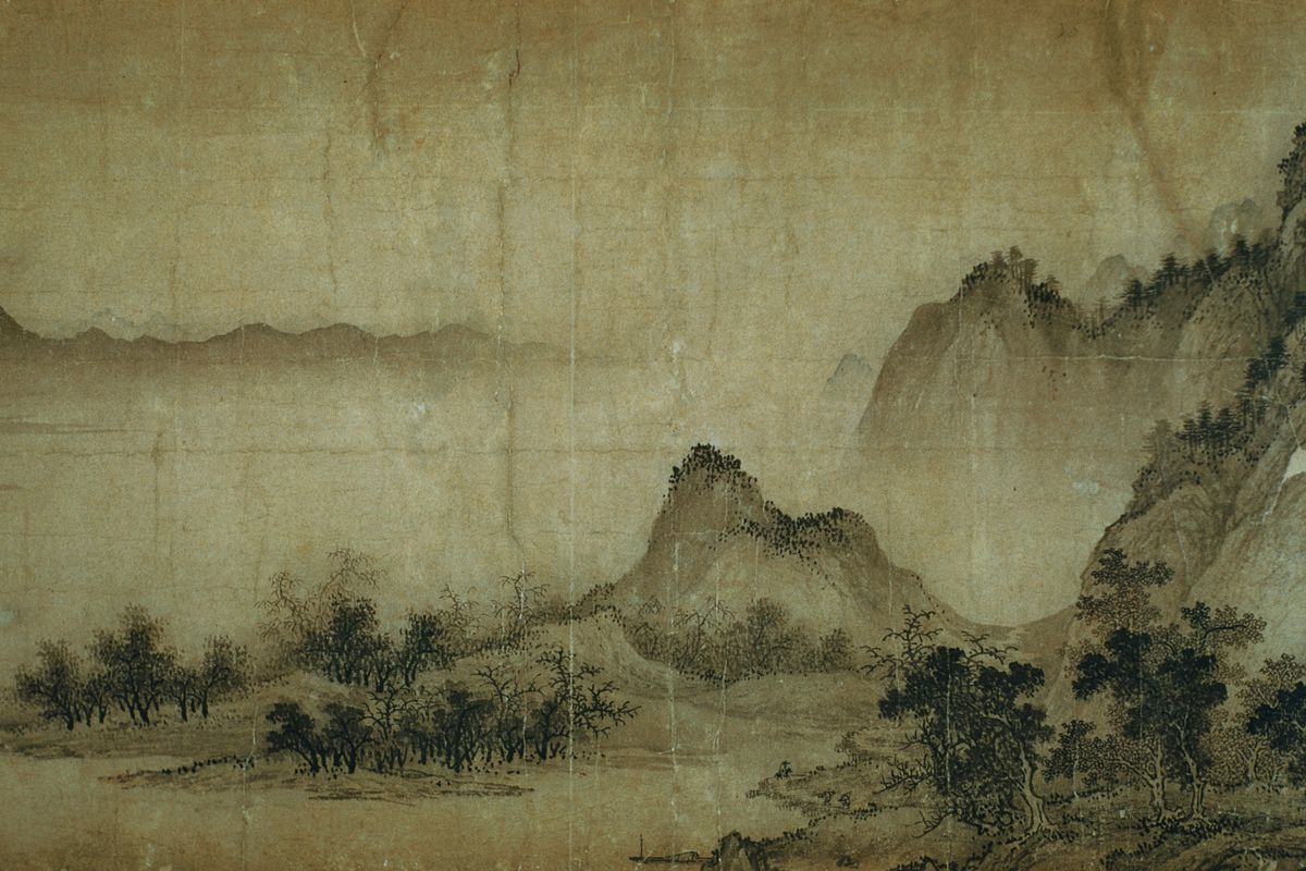 Detail Showing Mountains and Trees from a Jin or Yuan Dynasty Painting entitled Clear Weather in the Valley, formerly attributed to Dong Yuan