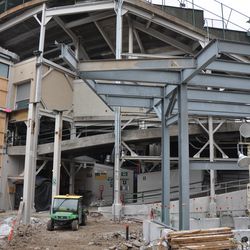 The new center-field bleacher patio being built - 