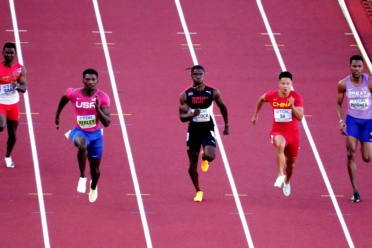 Su Bingtian 2nd R of China competes during the men’s 100m heat at the World Athletics Championships Oregon22 in Eugene, Oregon, the United States, July 15, 2022.
