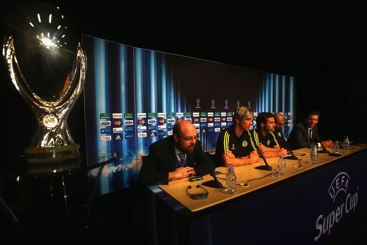 MONACO - AUGUST 30:  Chelsea FC during a press conference at the Grimaldi Forum on August 30, 2012 in Monaco, Monaco.  (Photo by Matthew Lewis/Getty Images)