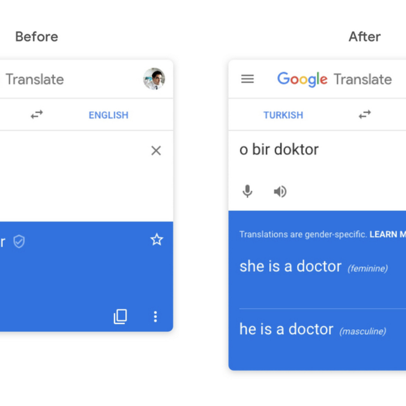 google translate now offers gender