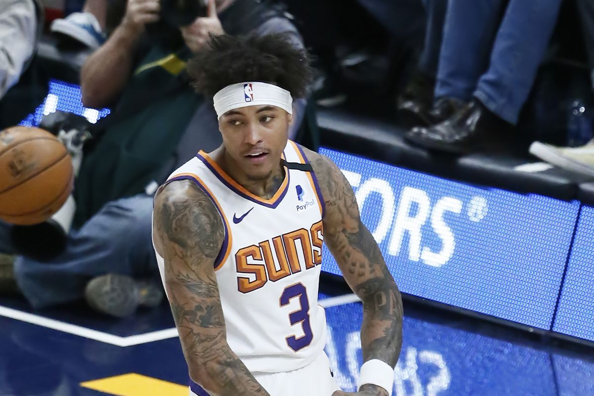 Kelly Oubre Jr. of the Phoenix Suns celebrates during a game at the Arco Arena on February 24, 2020 in Salt Lake City, UT.