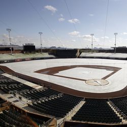 Feb 21. Snow blankets the field at at Salt River Fields. 